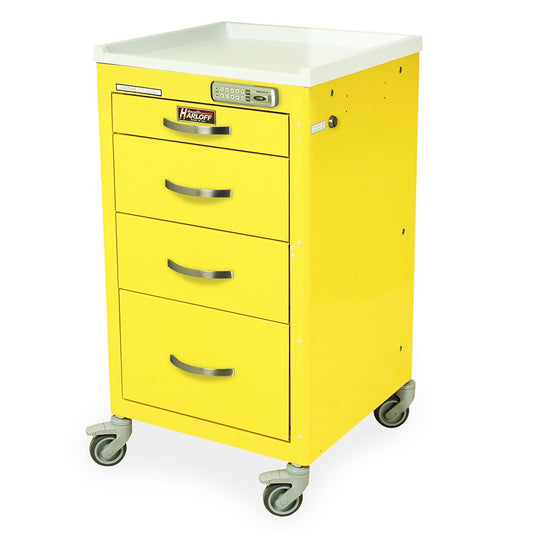 M-Series Short Infection Control Medical Cart, Mini Width, Four Drawers, E-Lock