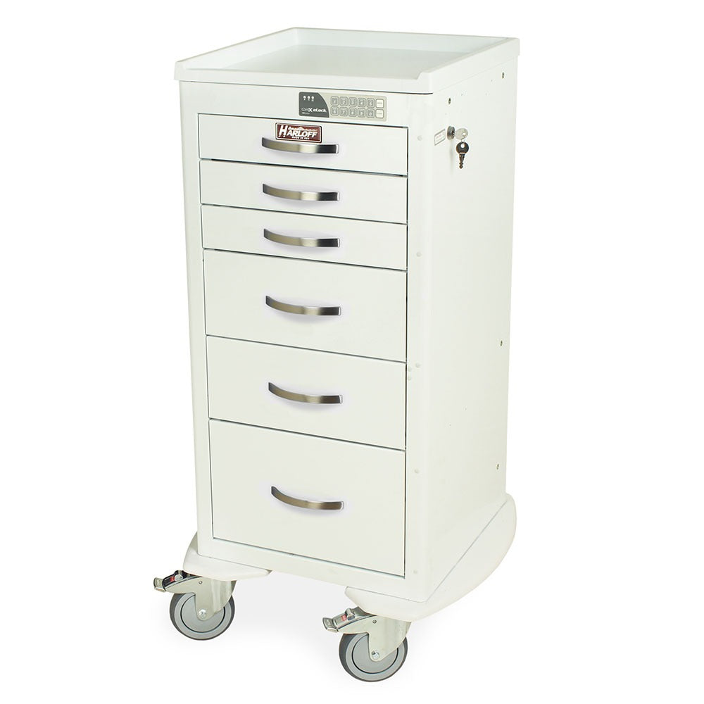 M-Series Tall Anesthesia Cart, Mini Width, Six Drawers, Electronic Keypad Lock