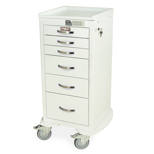 M-Series Tall Anesthesia Cart, Mini Width, Six Drawers, Electronic Keypad Lock