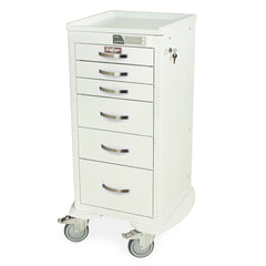M-Series Tall Anesthesia Cart, Mini Width, Six Drawers, Electronic Keypad Lock