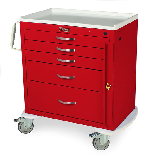 M-Series Short Emergency Crash Cart, Standard Width, Five Drawers, Breakaway Lock
