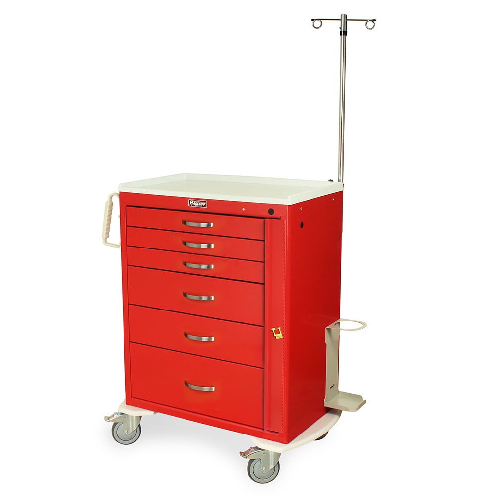 M-Series Tall Emergency Crash Cart with MD30-EMG Package, Standard Width, Six Drawers, Breakaway Lock