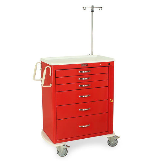 M-Series Tall Emergency Crash Cart with MD30-EMG Package, Standard Width, Six Drawers, Breakaway Lock
