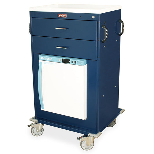 Harloff Malignant Hyperthermia Cart with 1.0 Cubic Feet Medical Grade Refrigerator, Two Drawers, Key Lock