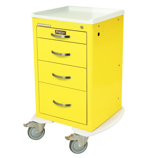 A-Series Narrow Aluminum Key Lock Isolation Cart, Short Height, Four Drawers