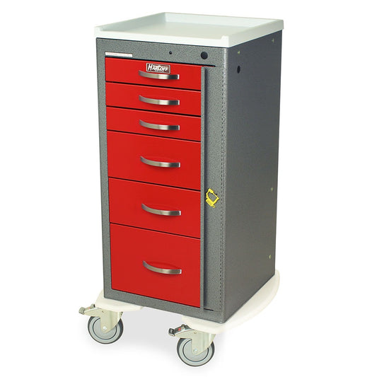 A-Series Aluminum Narrow Breakaway Crash Cart, Tall Height, Six Drawers, Breakaway Lock