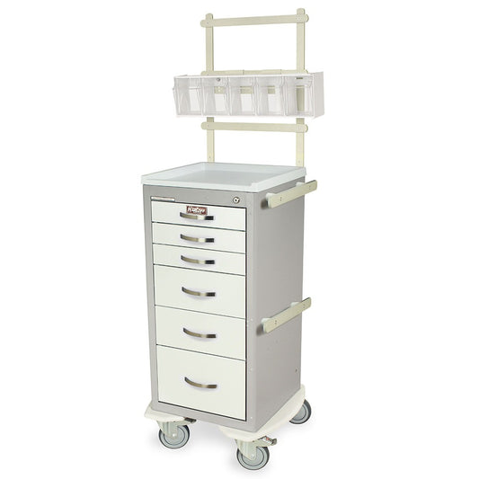 A-Series Light Narrow Anesthesia Cart with MD18-ANS Accessories Package, Tall Height, Six Drawers, Key Lock