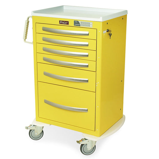 A-Series Lightweight Aluminum Isolation Cart, Tall Height, Medium Width, Six Drawers, Electronic Keypad Lock