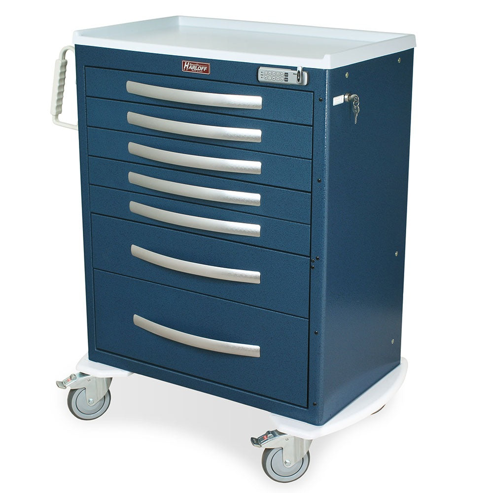 A-Series Lightweight Anesthesia Cart, Tall Height, Standard Width, Seven Drawers, E-Lock