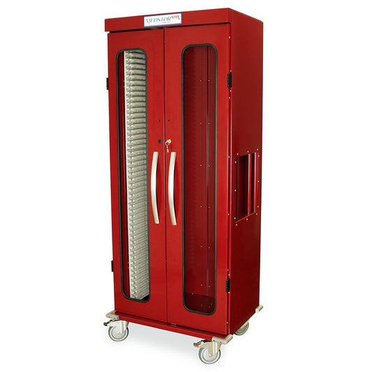 Slimline Single Column Medical Storage Cart, Glass Door, Key Lock