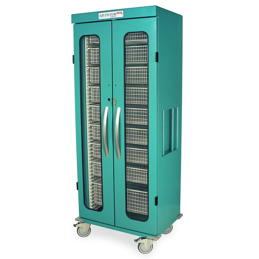 Slimline Single Column Medical Storage Cart, Glass Door, Key Lock