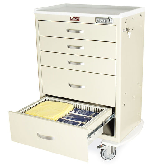 T-Series Anesthesia Carts with Removable Trays, Tall Height, Standard Width, Five Drawers, E-Lock